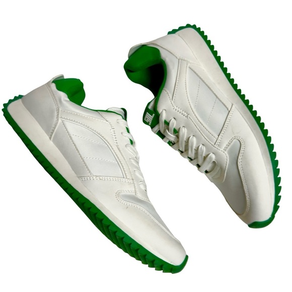 New Steve Madden Kinkade Retro White Green Sneakers 8.5 - Picture 2 of 9